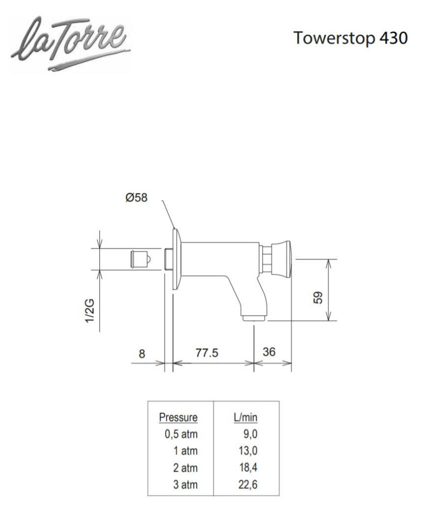 Χρονιζόμενη Επίτοιχη Κάνουλα La Torre Χρωμέ - Image 2