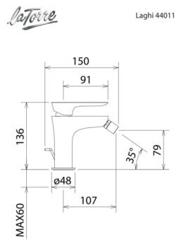 Μπαταρία Μπιντέ LAGHI La Torre Χρωμέ - Image 3