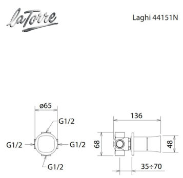 Εκτροπέας Εντοιχιζόμενος 3 Εξόδων LAGHI La Torre Χρωμέ - Image 2