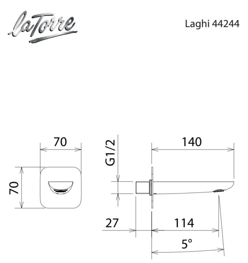 Στόμιο Επίτοιχο 14 CM LAGHI La Torre Χρωμέ - Image 2