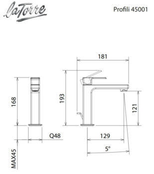 Μπαταρία Νιπτήρος PROFILI La Torre Χρωμέ - Image 3