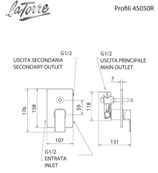 Μίκτης Εντοιχισμού με Εκτροπέα PROFILI La Torre Χρωμέ - Image 2
