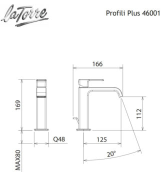 Μπαταρία Νιπτήρος PROFILI-PLUS La Torre Χρωμέ - Image 2