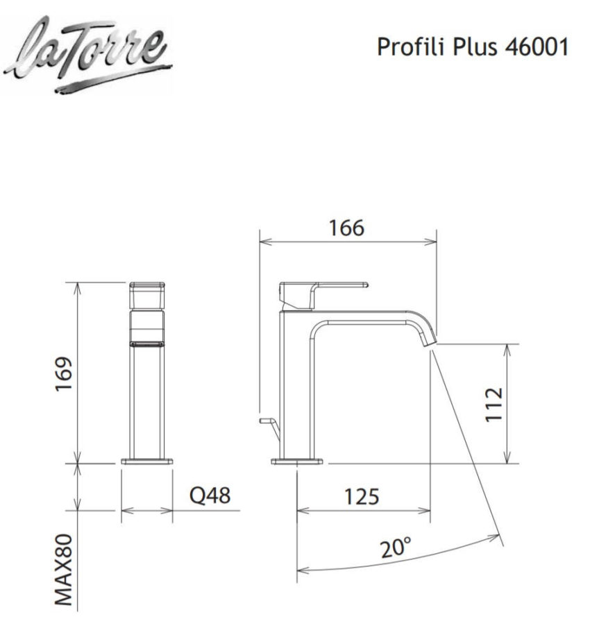 Μπαταρία Νιπτήρος PROFILI-PLUS La Torre Χρωμέ - Image 2