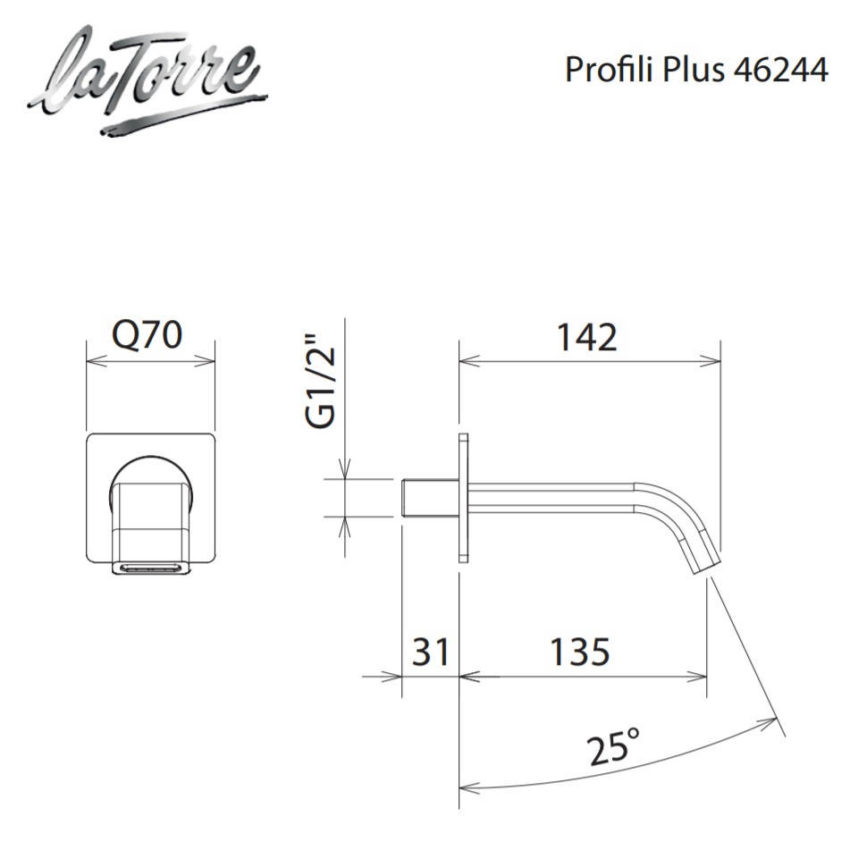 Στόμιο Επίτοιχο 14,2cm Φ31mm PROFILI-PLUS La Torre - Image 2