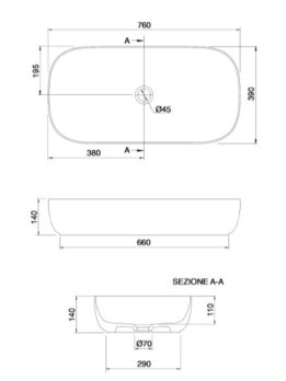 Scarabeo Glam 1803 Νιπτήρας  Επιτραπέζιος 76x39 cm - Image 4