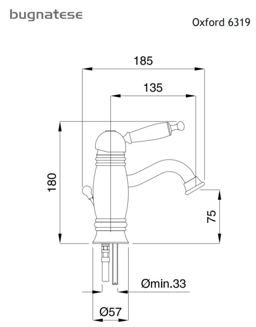 Μπαταρία Νιπτήρος OXFORD BUGNATESE Χρωμέ - Image 2
