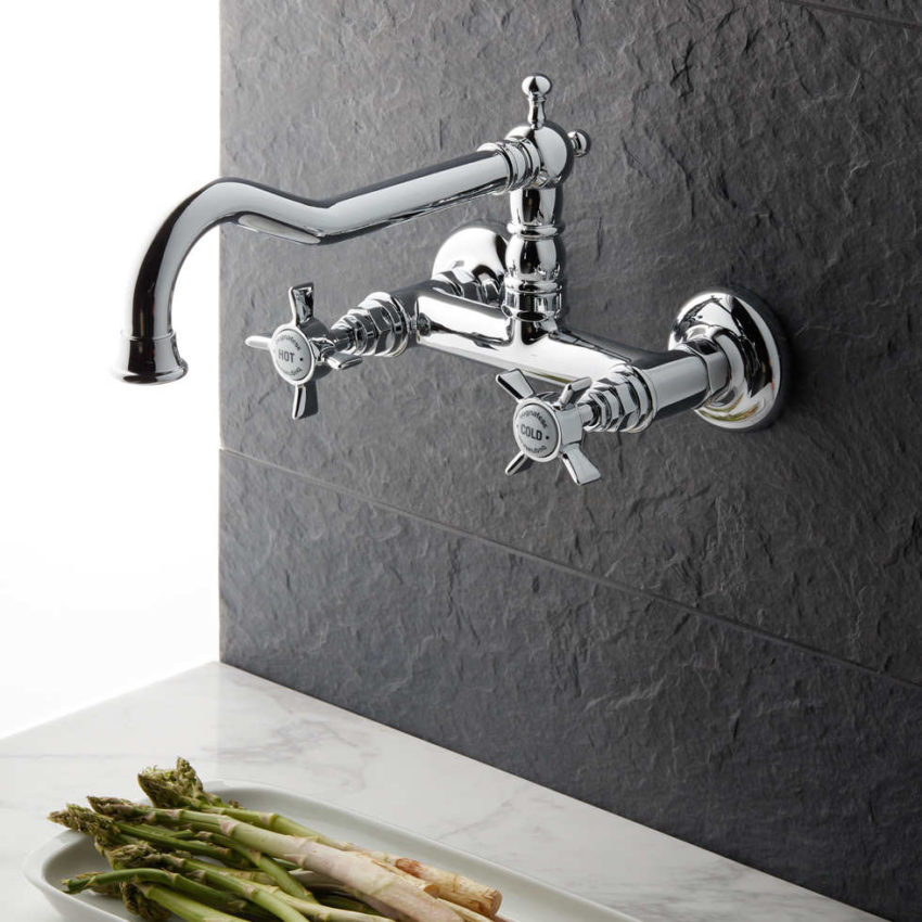 Μπαταρία Νεροχύτη Τοίχου PRINCETON BUGNATESE Χρωμέ - Image 1