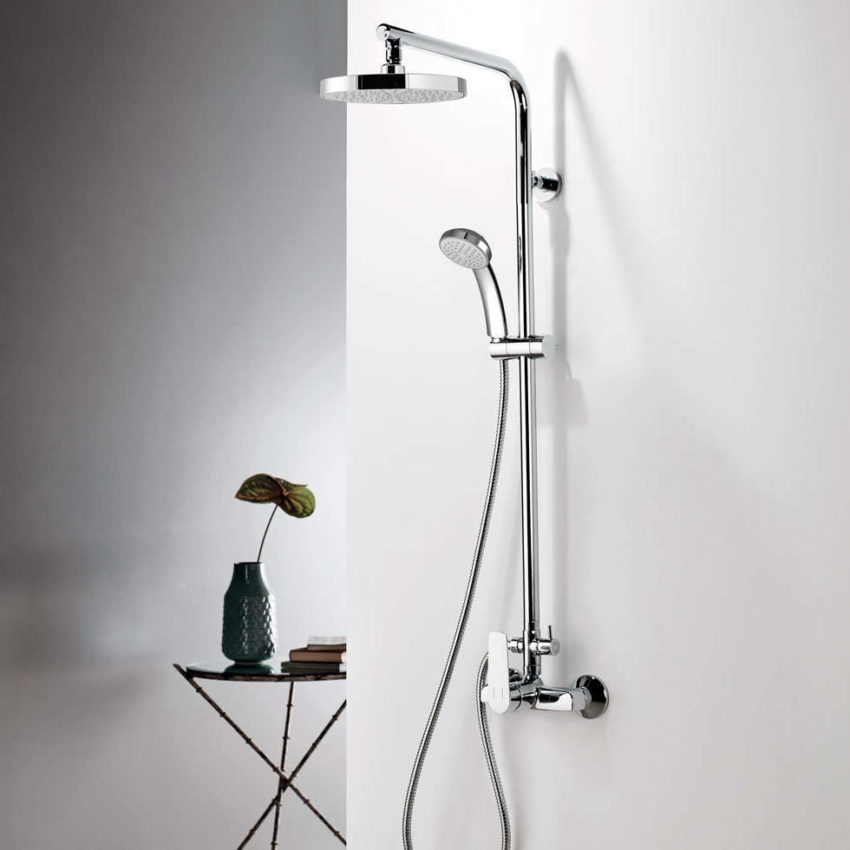 202-142066-100 Μπαταρία Ντουζ + Σταθερή Κολώνα και Κεφαλή KLINT Χρωμέ - Image 1