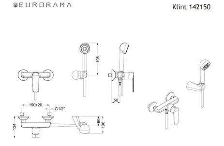 Μπαταρία Ντουζ KLINT EURORAMA Χρωμέ - Image 2