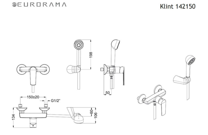 Μπαταρία Ντουζ KLINT EURORAMA Χρωμέ - Image 2