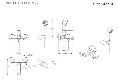 Μπαταρία Λουτρού KLINT EURORAMA Χρωμέ - Image 2