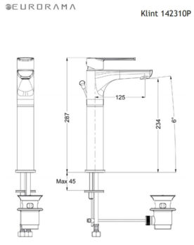 Μπαταρία Νιπτήρος Υψηλή KLINT EURORAMA Χρωμέ - Image 2