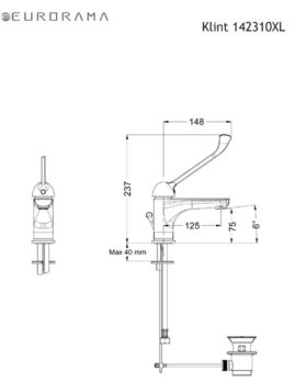 Μπαταρία Νιπτήρος KLINT-CLINICA EURORAMA Χρωμέ - Image 2