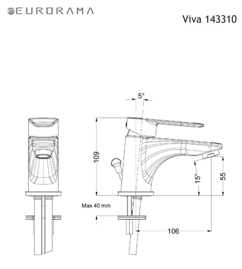 Μπαταρία Νιπτήρος VIVA EURORAMA Χρωμέ - Image 2