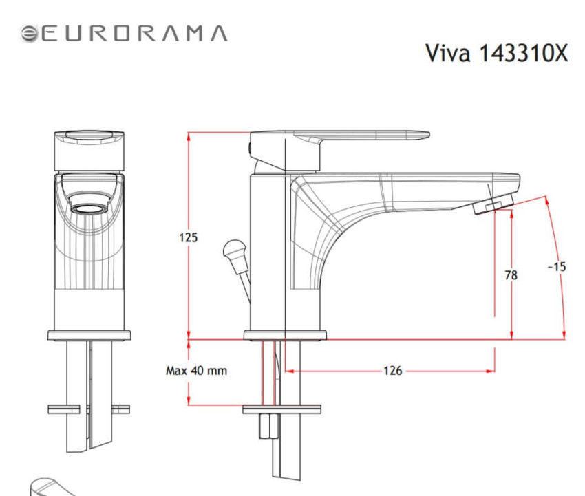 Μπαταρία Νιπτήρος VIVA PLUS EURORAMA Χρωμέ - Image 2