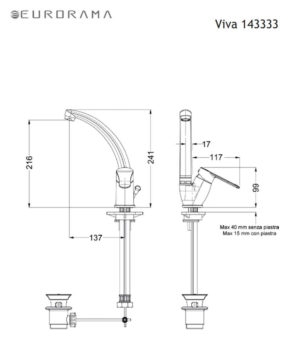 Μπαταρία Νιπτήρος VIVA EURORAMA Χρωμέ - Image 2