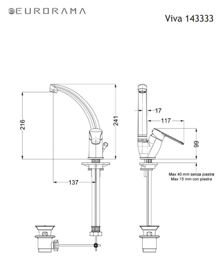 Μπαταρία Νιπτήρος VIVA EURORAMA Χρωμέ - Image 2