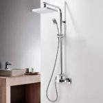 Μπαταρία Ντουζ+Σταθερή Κολώνα και Κεφαλή QUADRA Χρωμέ