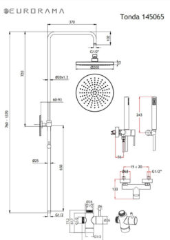 Μπαταρία Ντουζ + Επέκταση Κολώνα και Κεφαλή TONDA - Image 4