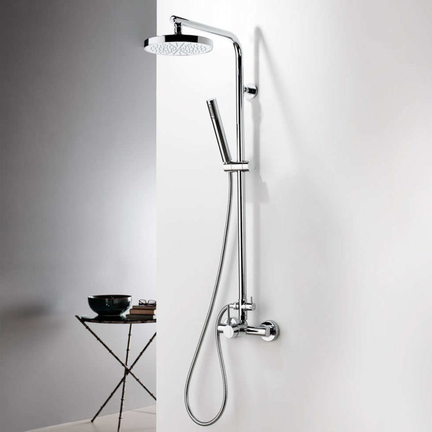 202-145066-100 Μπαταρία Ντουζ + Σταθερή Κολώνα και Κεφαλή TONDA Χρωμέ - Image 1