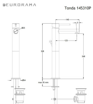 Μπαταρία Νιπτήρος Υψηλή TONDA EURORAMA - Image 5