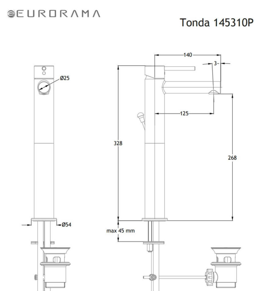 Μπαταρία Νιπτήρος Υψηλή TONDA EURORAMA - Image 5