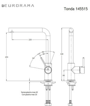 Μπαταρία Νεροχύτη TONDA EURORAMA Χρωμέ - Image 2
