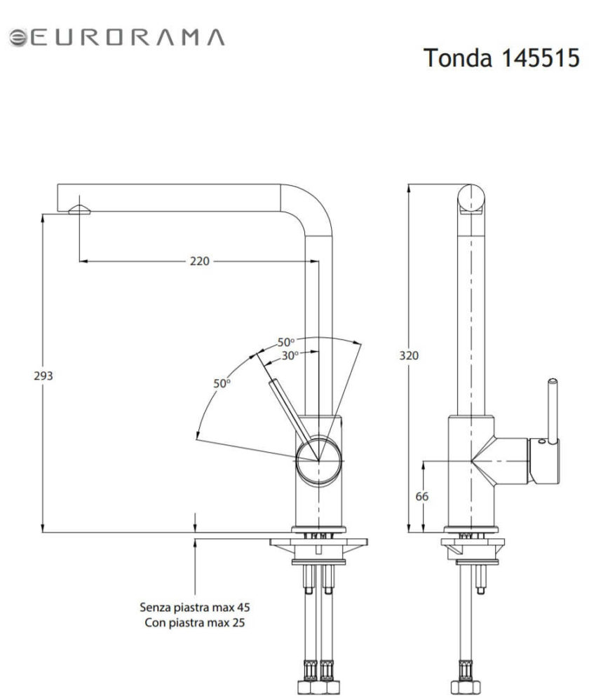 Μπαταρία Νεροχύτη TONDA EURORAMA Χρωμέ - Image 2