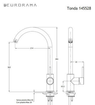 Μπαταρία Νεροχύτη TONDA EURORAMA Μαύρο Ματ - Image 2