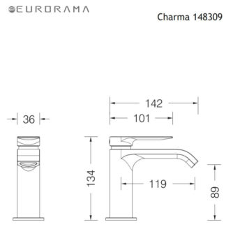 Μπαταρία Νιπτήρος με Βαλβίδα Clic-Clac CHARMA EURORAMA Χρωμέ - Image 3