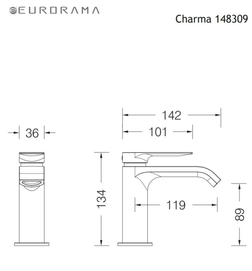 Μπαταρία Νιπτήρος με Βαλβίδα Clic-Clac CHARMA EURORAMA Χρωμέ - Image 3