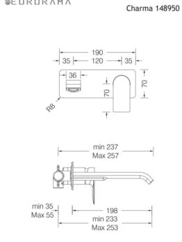 Μπαταρία Νιπτήρος Τοίχου CHARMA EURORAMA Χρωμέ - Image 2