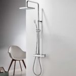 Μπαταρία Ντουζ + Επέκταση Κολώνα και Κεφαλή THERMO SQUARE EURORAMA Χρωμέ