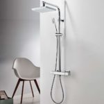 Μπαταρία Ντουζ + Σταθερή Κολώνα και Κεφαλή THERMO SQUARE EURORAMA Χρωμέ