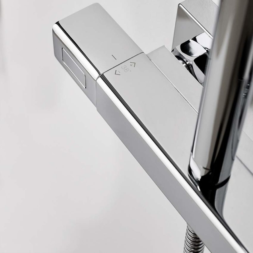 Μπαταρία Ντουζ + Σταθερή Κολώνα και Κεφαλή THERMO SQUARE EURORAMA Χρωμέ - Image 2