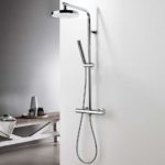 Μπαταρία Ντουζ + Σταθερή Κολώνα και Κεφαλή THERMO ROUND EURORAMA Χρωμέ