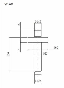 Βραχίονας Οροφής Στρόγγυλο Φ22mm 10εκ. EURORAMA Χρωμέ - Image 2