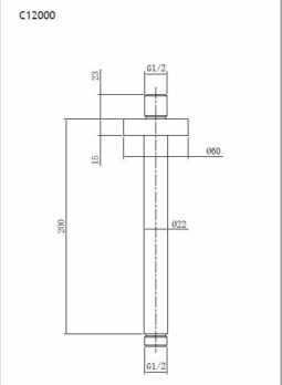 Βραχίονας Οροφής Στρόγγυλο Φ22mm 20εκ. EURORAMA Χρωμέ - Image 2