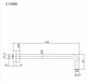 Βραχίονας Τοίχου Στρόγγυλο Φ22mm 35εκ. EURORAMA Χρωμέ - Image 2