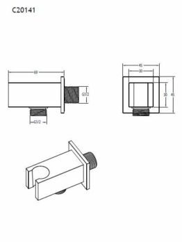 Παροχή Νερού Επίτοιχη Τετράγωνος με Στήριγμα Τηλεφώνου EURORAMA - Image 5