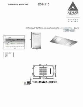 Κεφαλή Οροφής TEMPTATION 70x38 Διπλής Ροής Inox Χρωμέ - Image 4