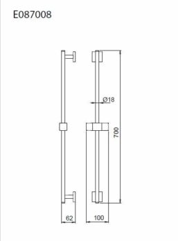 Βέργα Ντουζ FLUTE 70 εκ. Χρωμέ - Image 2
