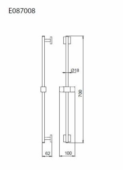 Βέργα Ντουζ FLUTE 70 εκ. Μαύρο Ματ - Image 2