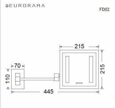 Καθρέφτης LED Μεγεθυντικός Τετράγωνος 21,5x21,5 EURORAMA Χρωμέ - Image 2