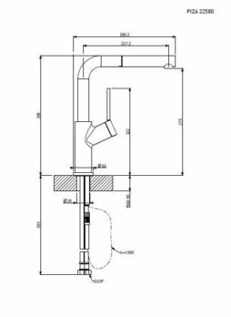 Μπαταρία Νεροχύτη PIZA Χρωμέ - Image 3