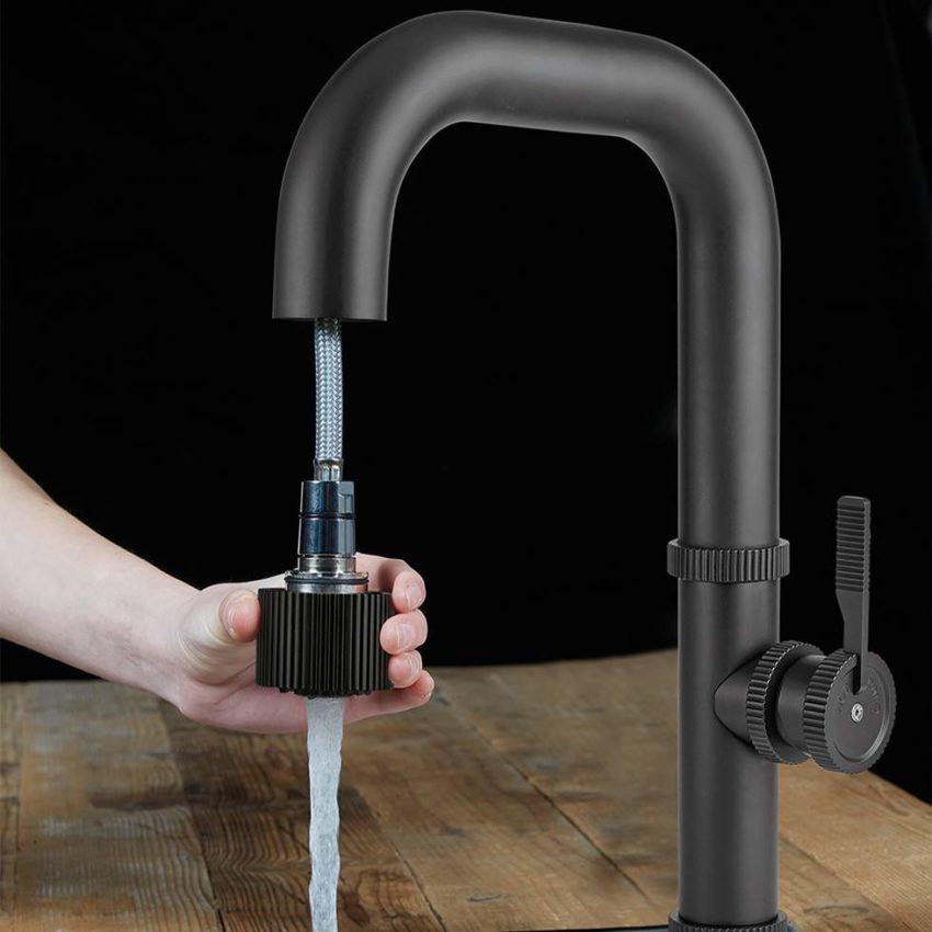 Μπαταρία Νεροχύτη RAW Υψηλή Χωρίς Α/Β VICARIO Μαύρο Ματ - Image 3