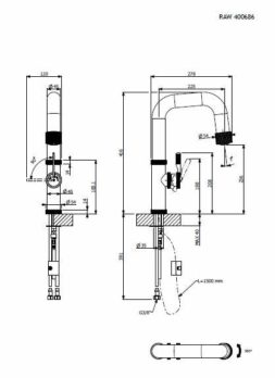 Μπαταρία Νεροχύτη RAW Υψηλή Χωρίς Α/Β VICARIO Μαύρο Ματ - Image 4