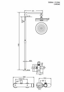 Μπαταρία Ντουζ + Σταθερή Κολώνα και Κεφαλή INDUSTRIAL VICARIO Χρωμέ - Image 3