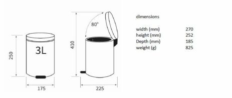Χαρτοδοχείο Επιδαπέδιο 3L Ανοξείδωτο GEESA Λευκό - Image 4